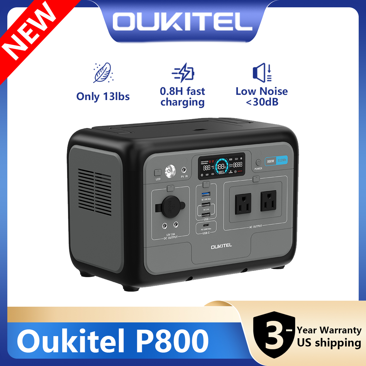Outdoor Power Source - Oukitel P800 Portable Power Station, 512Wh