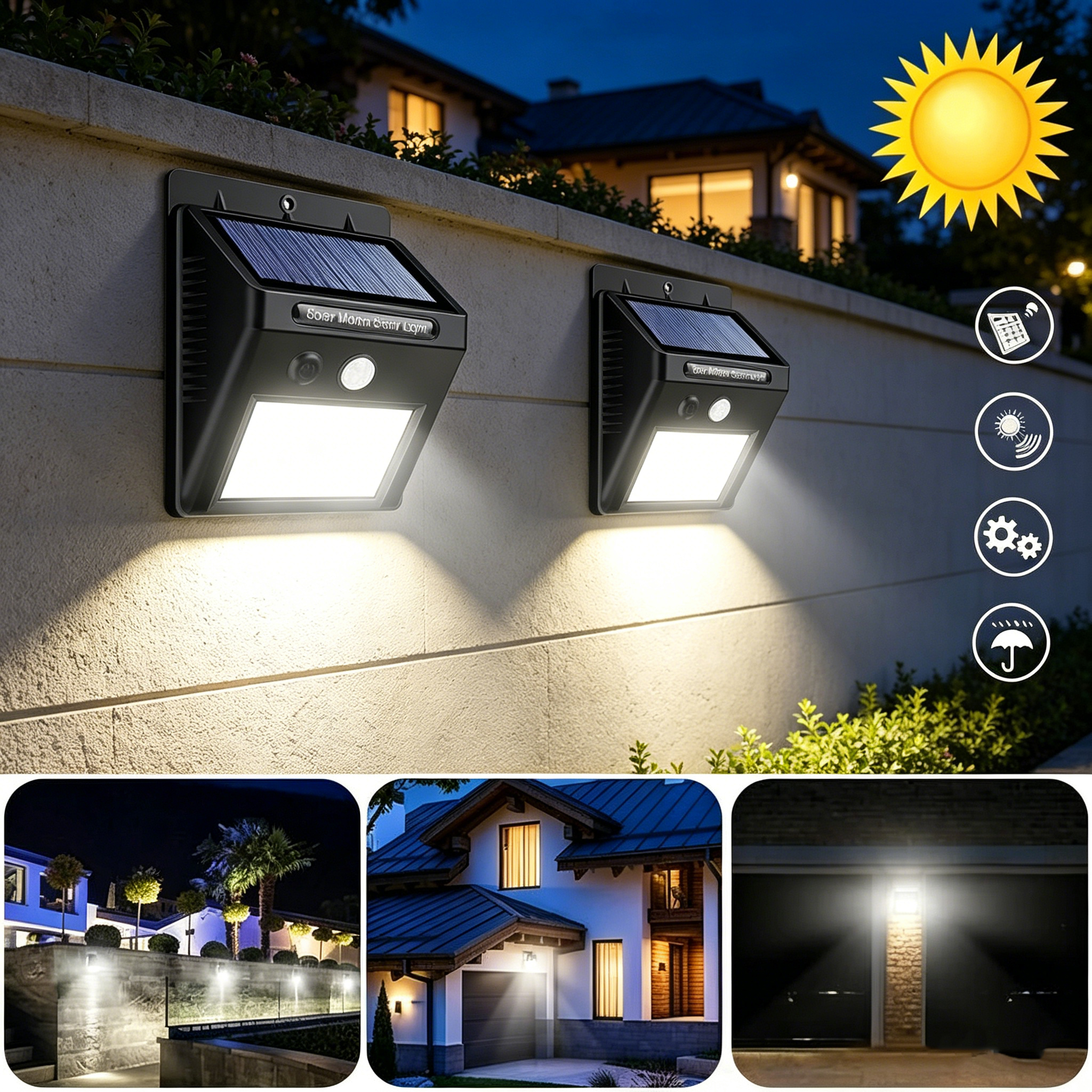 Outdoor Power Outlet Weatherproof - 30 LED Solar Motion Sensor Wall