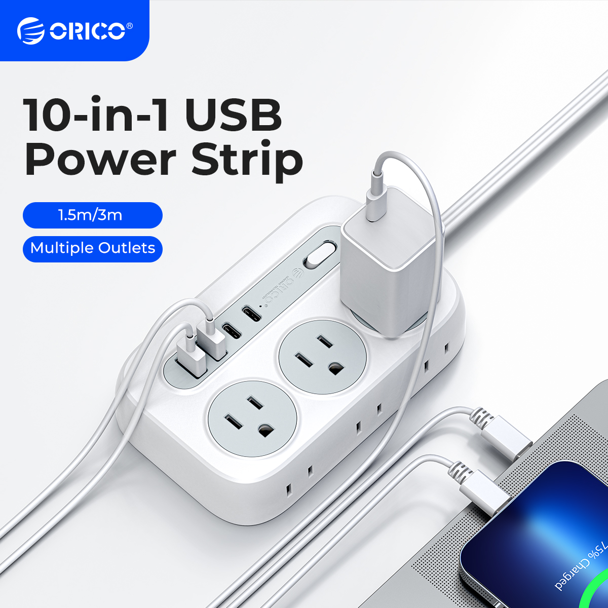 Outdoor Power Adapter Usb - ORICO Power Strip 6 AC Outlets