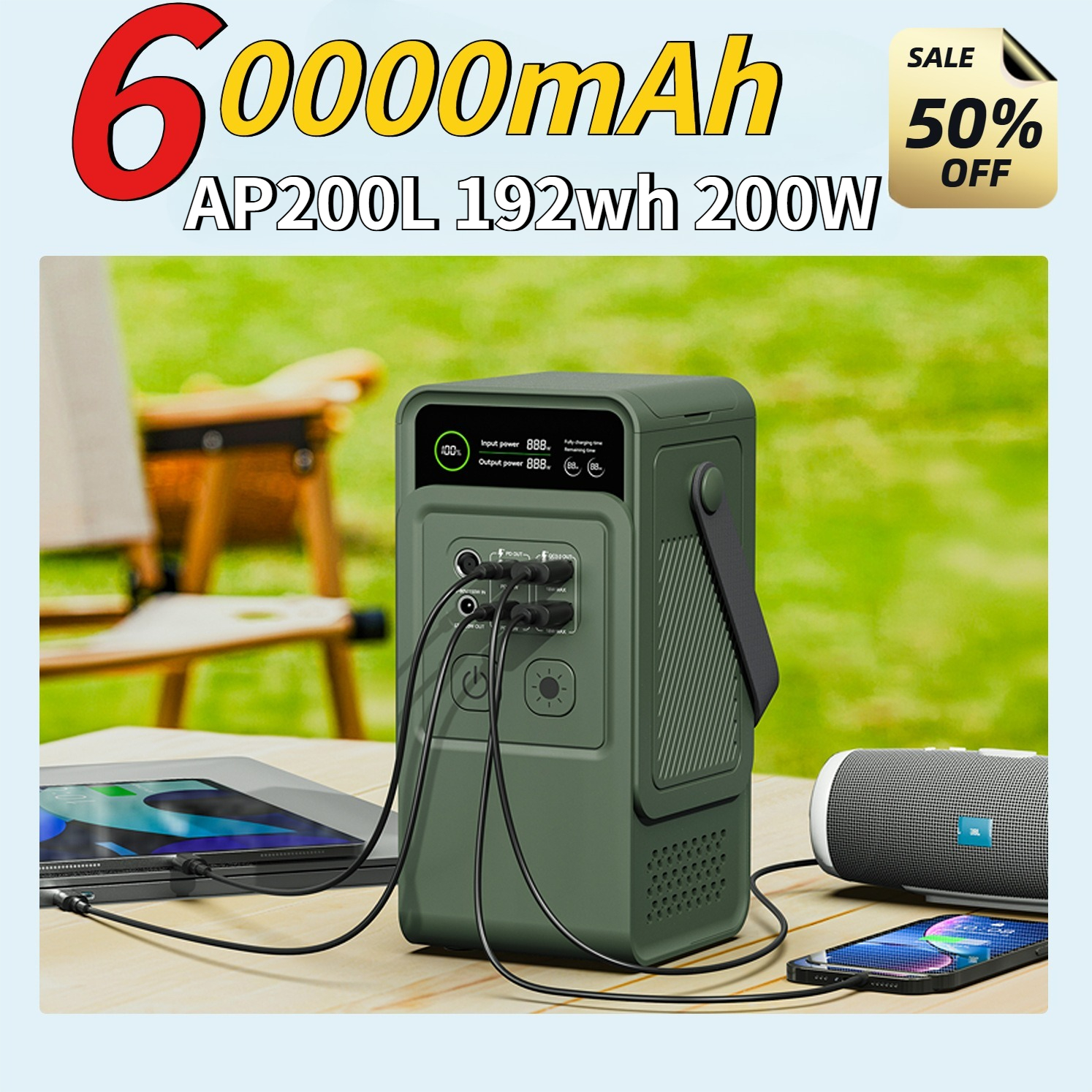 60000mAh 200W 192Wh Camping Po - Outdoor Power Source avaliação e preço