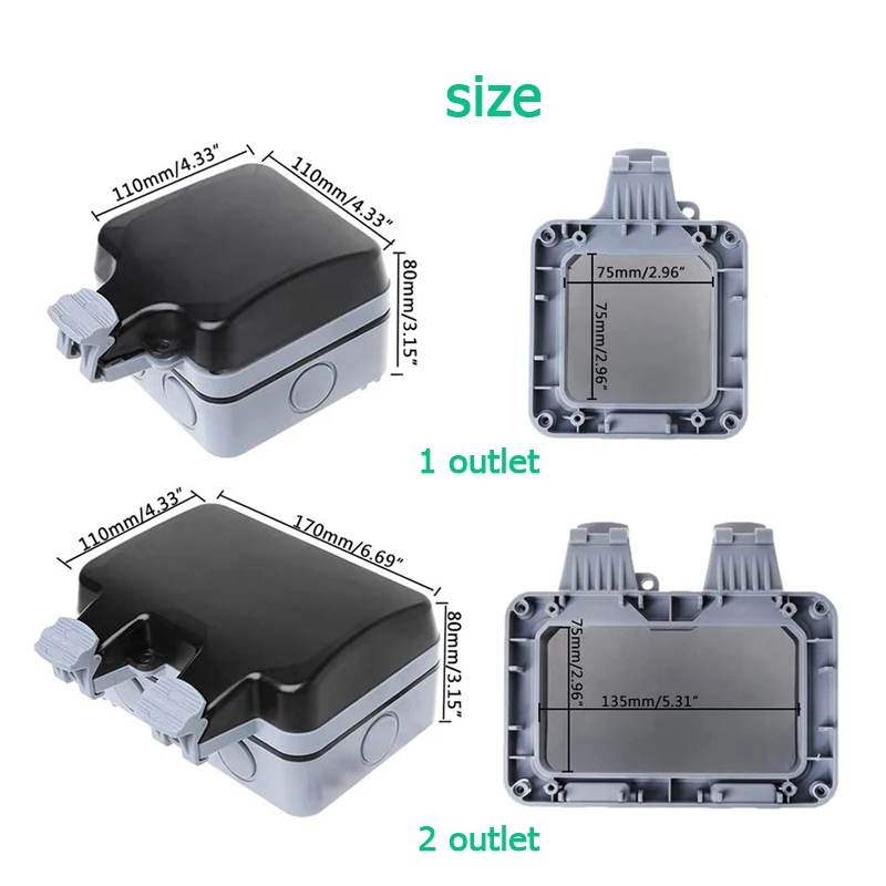 EU KR Outdoor Wall Waterproof  - Outdoor Power Outlet Weatherproof avaliação e preço