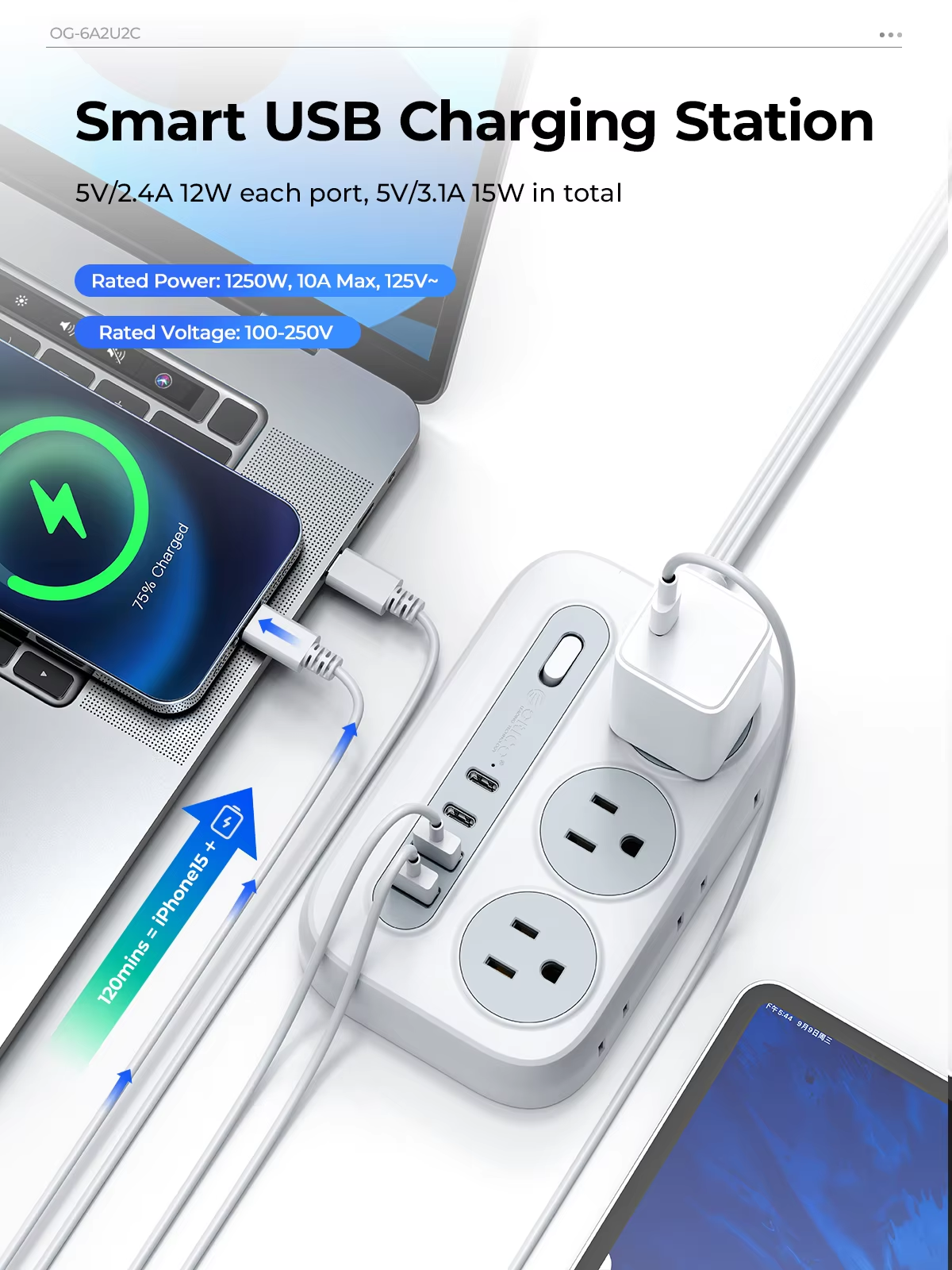 ORICO Power Strip 6 AC Outlets - Outdoor Power Adapter Usb avaliação e preço