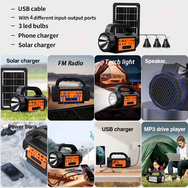 Solar Rechargeable Camping Lig - Outdoor Power Bank avaliação e preço