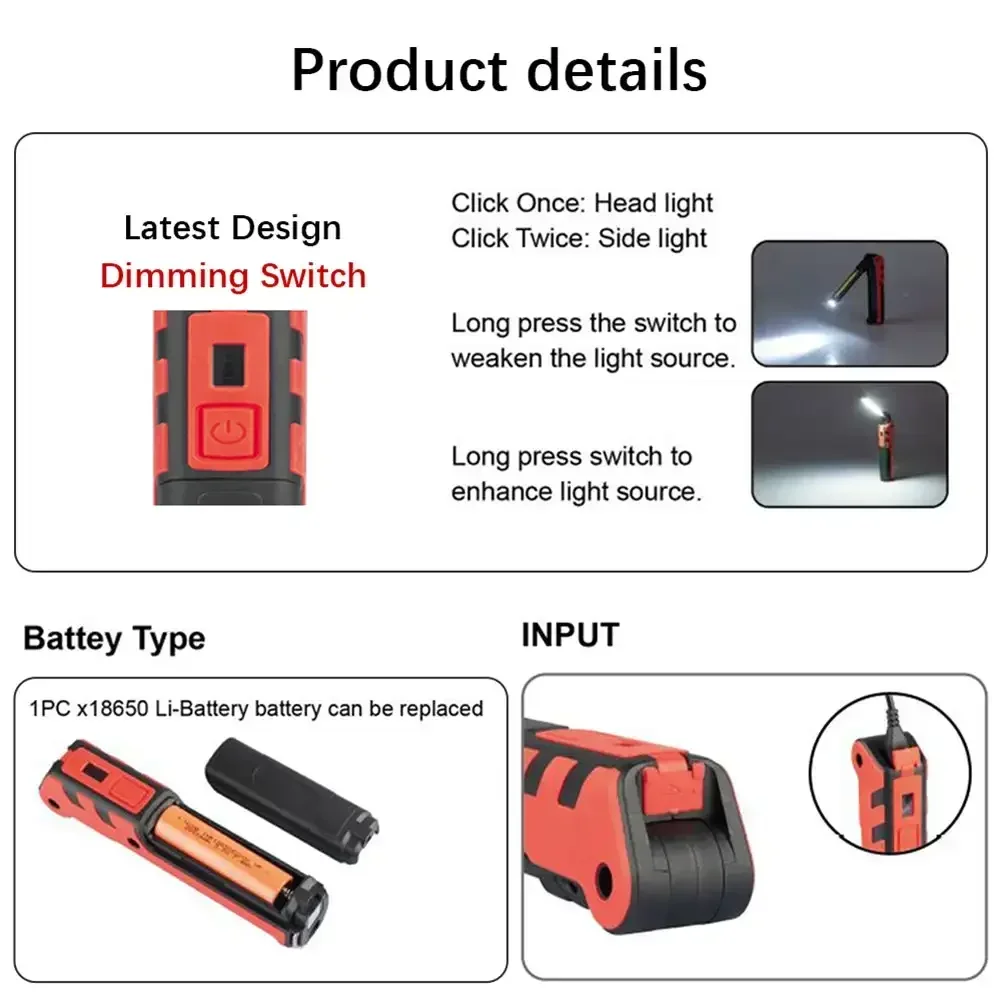 Dimmable COB LED Work Light US - Outdoor Power Bank avaliação e preço