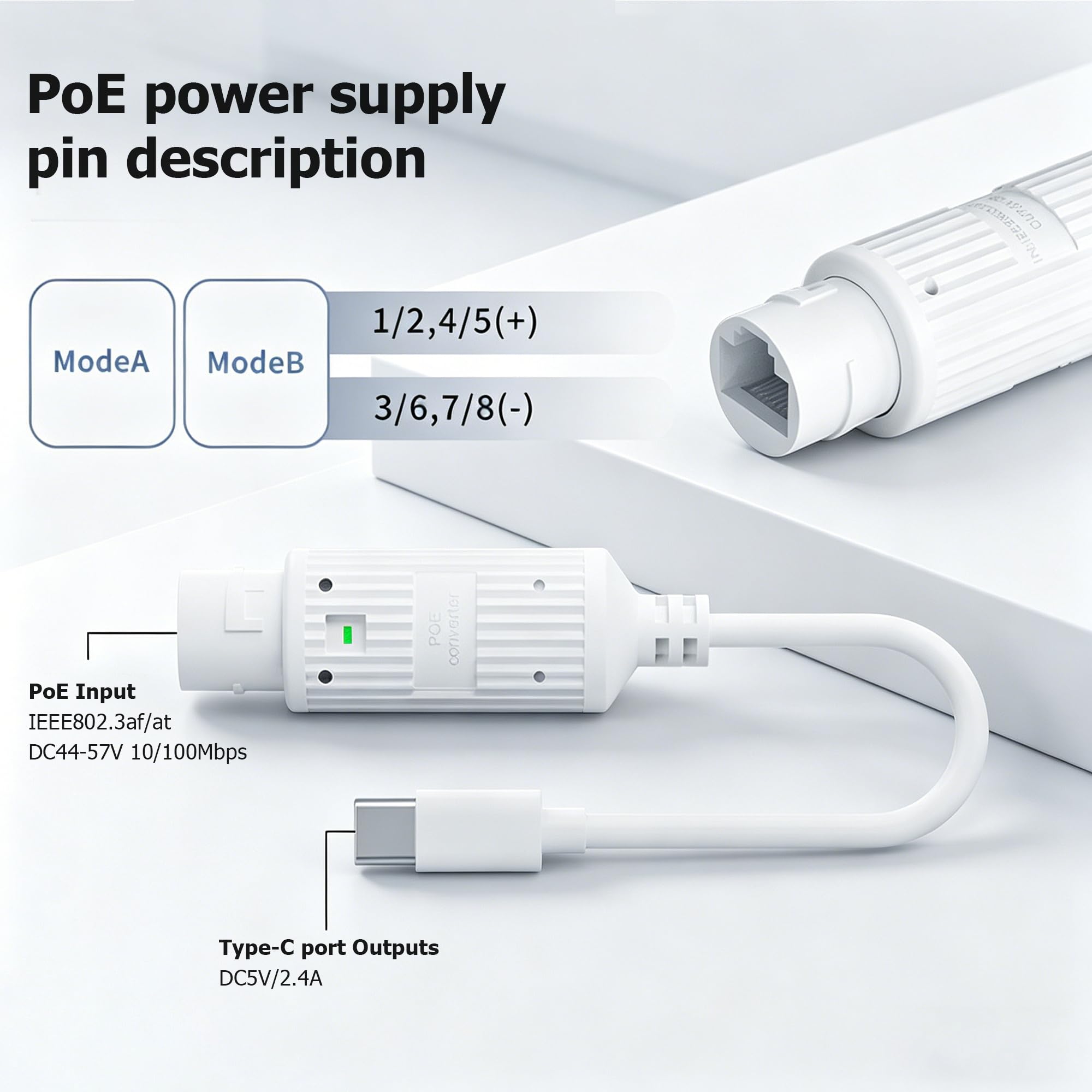 POE to USB-C Power Converter O - Outdoor Power Adapter Usb avaliação e preço