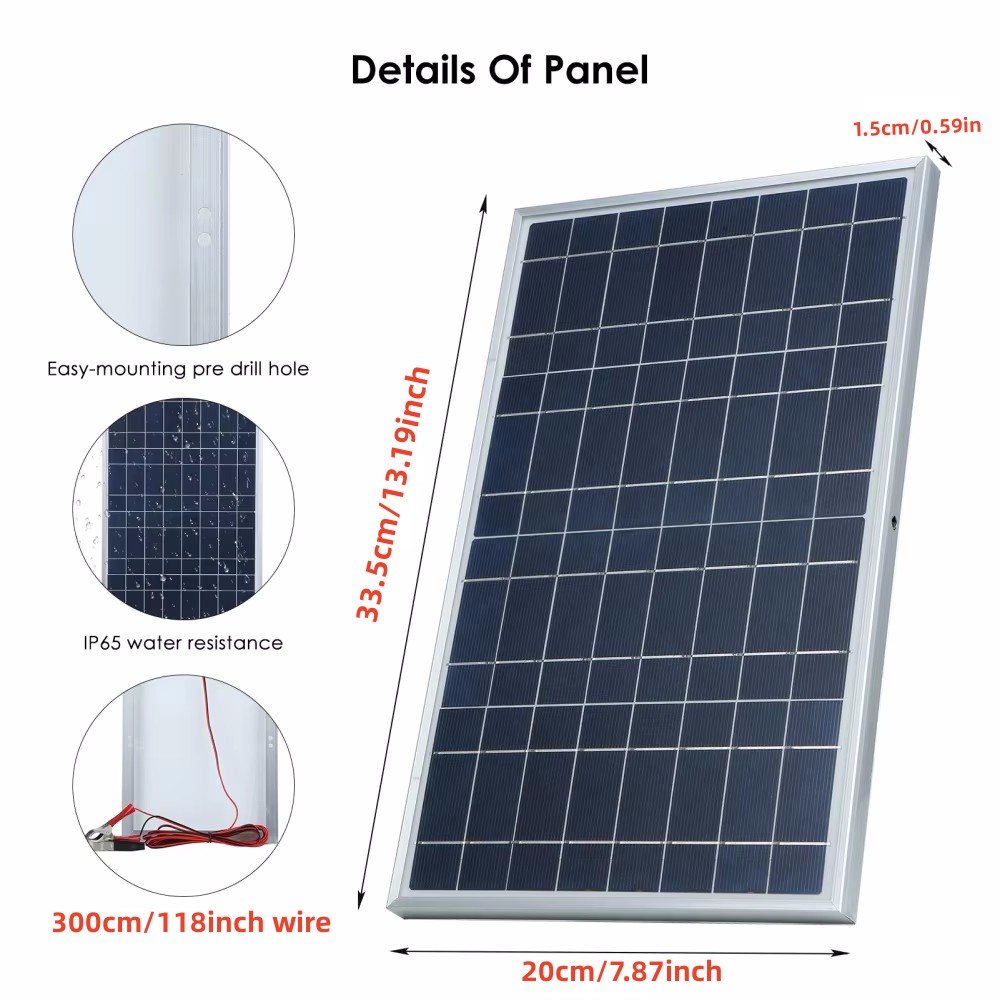 35W Solar Panel Kit Complete 1 - Outdoor Power Source avaliação e preço