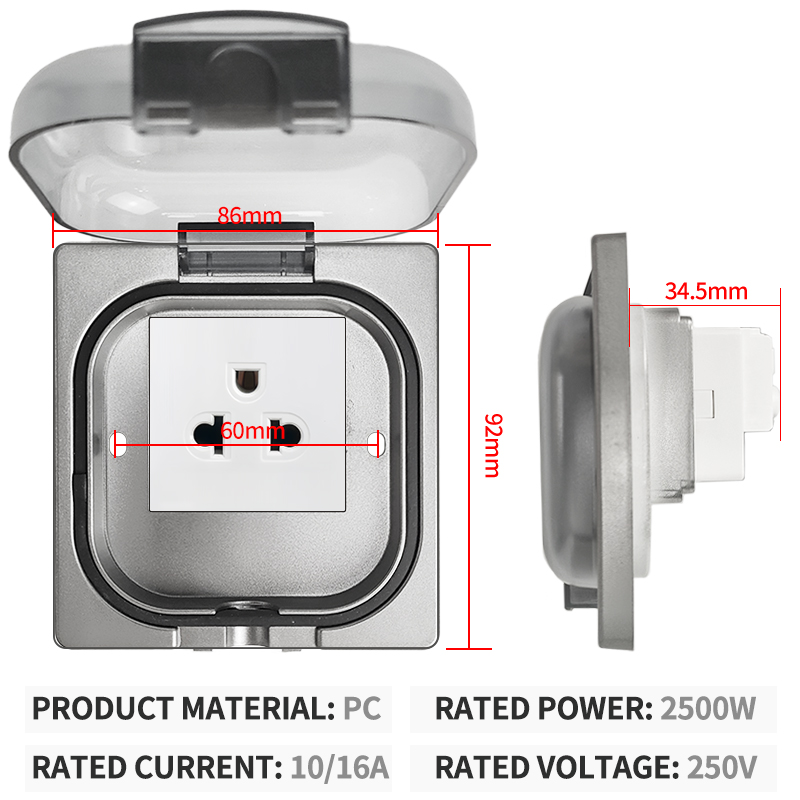 IP65 Waterproof Outdoor Socket - Outdoor Power Outlet Weatherproof avaliação e preço