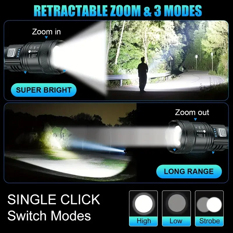 Tactical LED Flashlight 2000LM - Outdoor Power Bank avaliação e preço